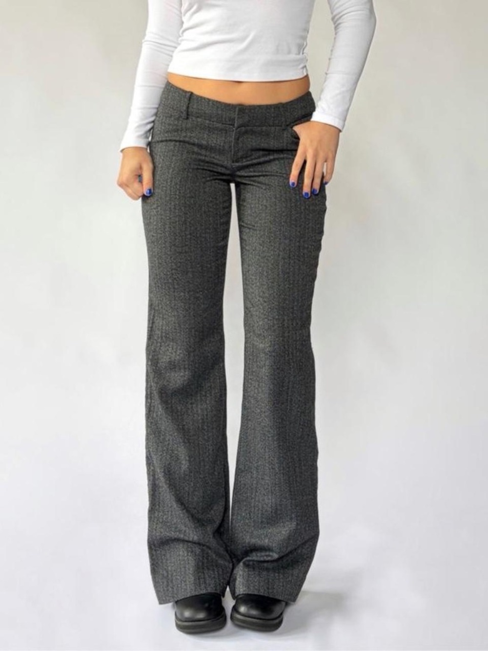 Low Rise Flare Trousers Gray 6
